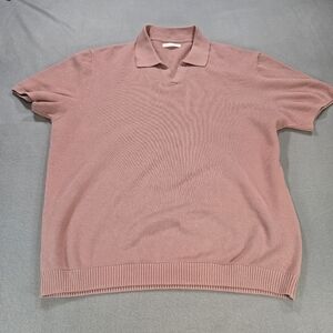 ZARA Textured Knit Polo Top Short Sleeve Purple Size XL